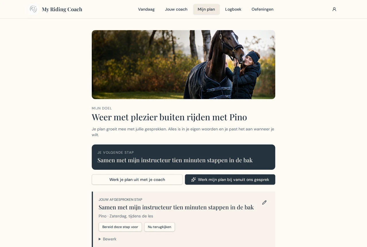 Echte appschermen · Demoprofiel met voorbeeldinhoud: Een volgende stap die bij je past